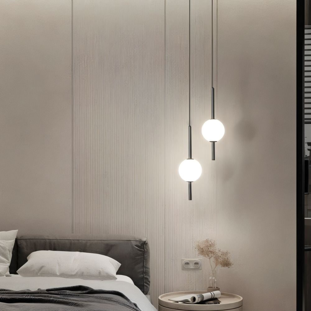 Frosted Glass Globe Pendant Light – Minimalist LED Ceiling Light