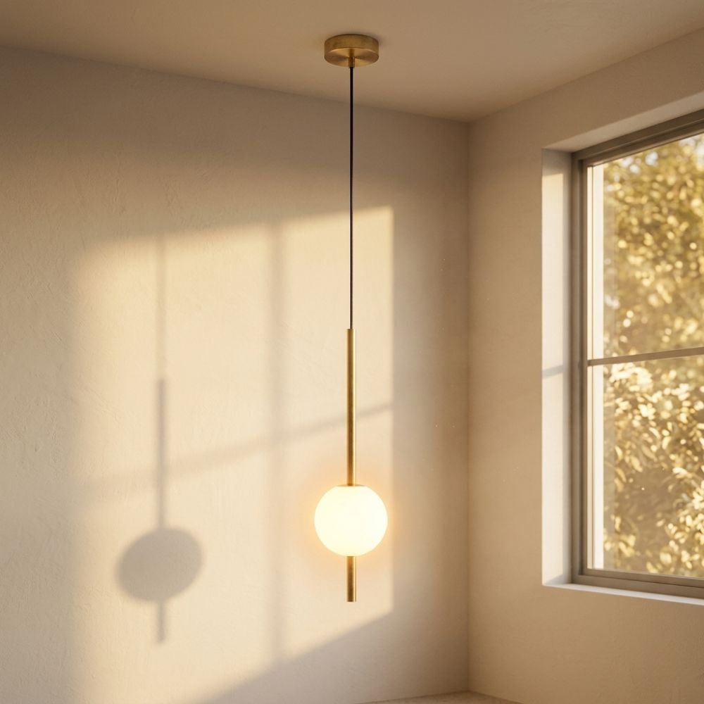 Frosted Glass Globe Pendant Light – Minimalist LED Ceiling Light