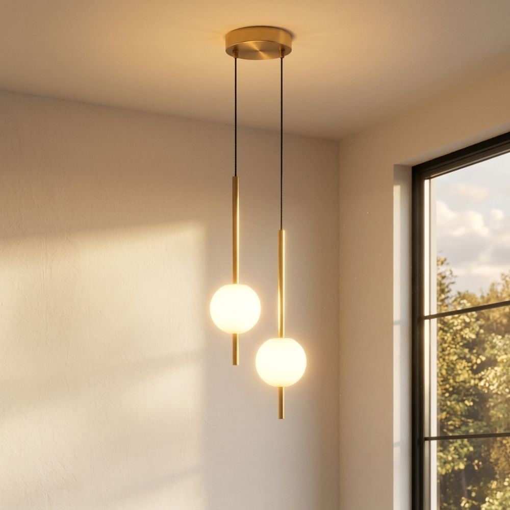 Frosted Glass Globe Pendant Light – Minimalist LED Ceiling Light