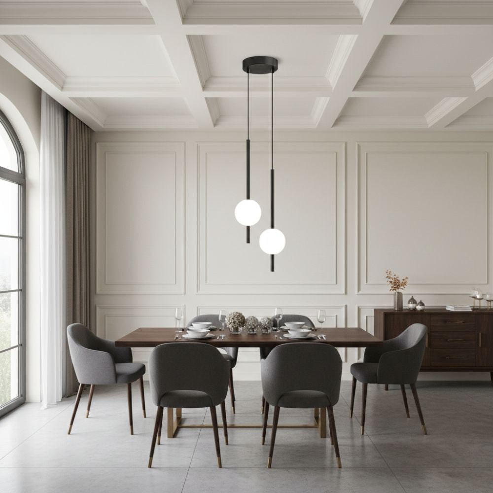 Frosted Glass Globe Pendant Light – Minimalist LED Ceiling Light