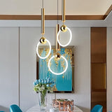 Gold Ring LED Pendant Light – Minimalist Geometric Ceiling Light