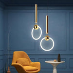 Gold Ring LED Pendant Light – Minimalist Geometric Ceiling Light