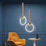 Gold Ring LED Pendant Light – Minimalist Geometric Ceiling Light