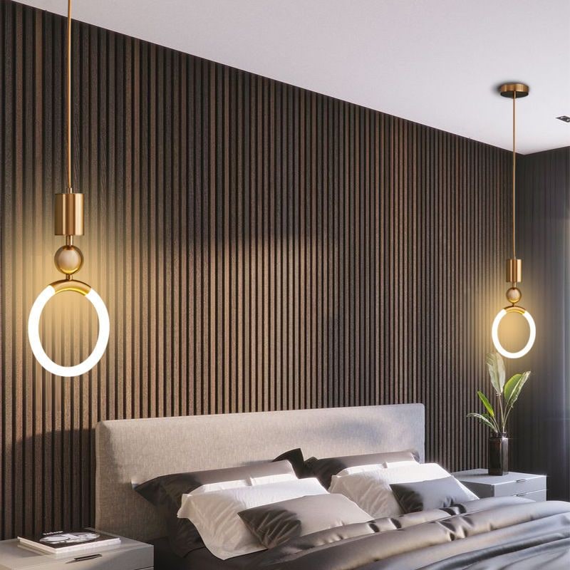 Gold Ring LED Pendant Light – Minimalist Geometric Ceiling Light