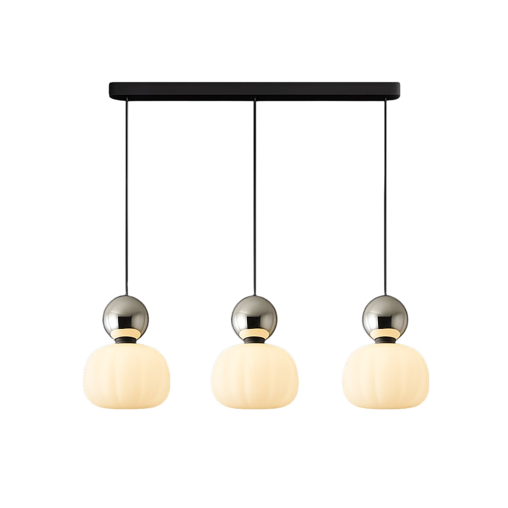 Translucent Shade Pendant Light with Glass Sphere – Single or 3-Light