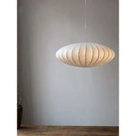 Ribbed Silk Saucer Pendant Light – Mid-Century Modern Ceiling Lamp
